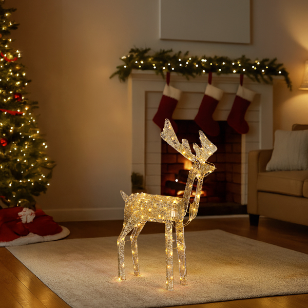 3.6ft 金色 电机摇头麋鹿 绕线撒粉 120LED暖白光 圣诞灯饰麋鹿 30V 3.6W 美规-11