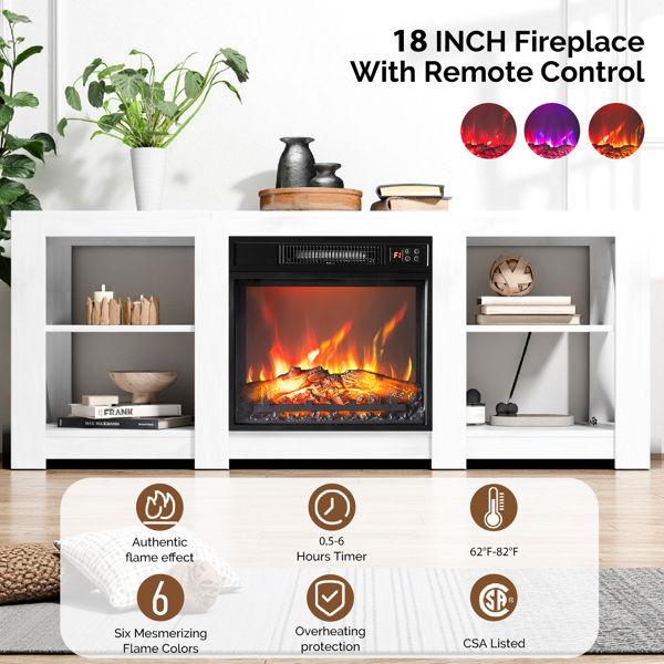 58寸白色双面交叉壁炉柜 149*40*60cm 18寸壁炉芯-5