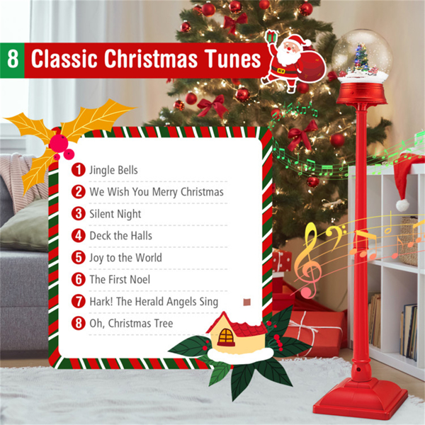 5英尺圣诞路灯装饰：360°旋转圣诞老人/雪人/树，15个彩色LED，8个音调，2种模式（支架/桌面）-8