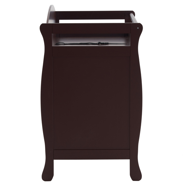 棕色 油漆面 密度板 三层抽屉 90.5*58*92cm 儿童木床 带安全带 换尿布台 婴儿-18