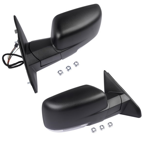 后视镜 Left & Right Side Mirrors Manual Fold+ Heated+ LED Signal Replacement for Ram 1500 2500 3500 68231240AI 68231241AI-6