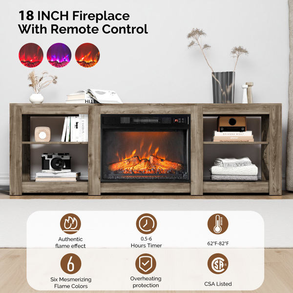 70寸水洗灰色双面交叉壁炉柜 177.8*34.5*60cm 23寸壁炉芯-5