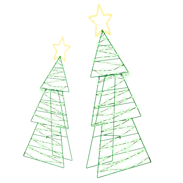 2pcs 4FT 3FT 绿色 圣诞树 2D 150L皮线灯绿光加铜丝灯暖白  电池盒 圣诞树灯装饰-15