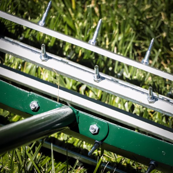 重型滚动草坪打孔机，旋转推齿草坪打孔机，带 3 件长钢手柄的尖刺土壤草坪打孔机园艺工具，用于花园庭院草坪维护，花园庭院旋转推--不支持self-pick up-11