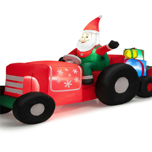 9英尺长的充气圣诞装饰（姜饼店和圣诞老人），彩色串灯+LED灯泡-2