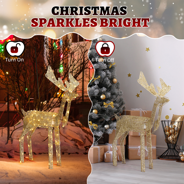3.6ft 金色 电机摇头麋鹿 绕线撒粉 120LED暖白光 圣诞灯饰麋鹿 30V 3.6W 美规-5
