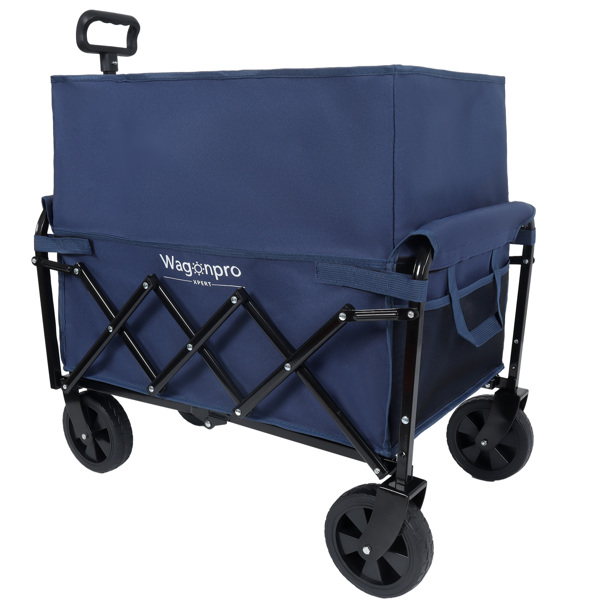 可扩展的双层多功能车，具有 100% 额外空间 - 用于露营、购物、运动、园艺、钓鱼的杂货车，支持 225 磅，深蓝色不支持Self-Pick Up-22