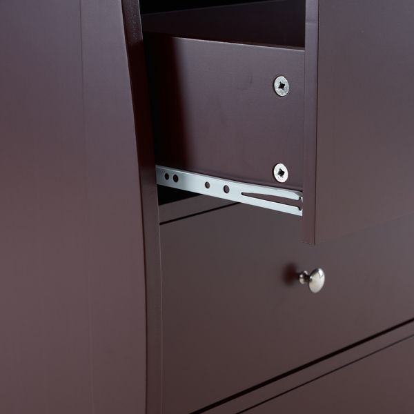 棕色 油漆面 密度板 三层抽屉 90.5*58*92cm 儿童木床 带安全带 换尿布台 婴儿-4