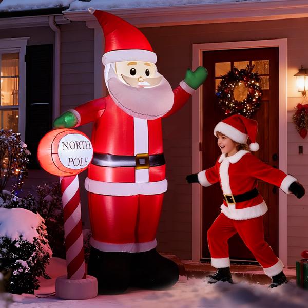 8.2FT 圣诞老人小路标 3颗LED  210D涤纶 圣诞充气装饰 12V 12V,1000mA 美规-8