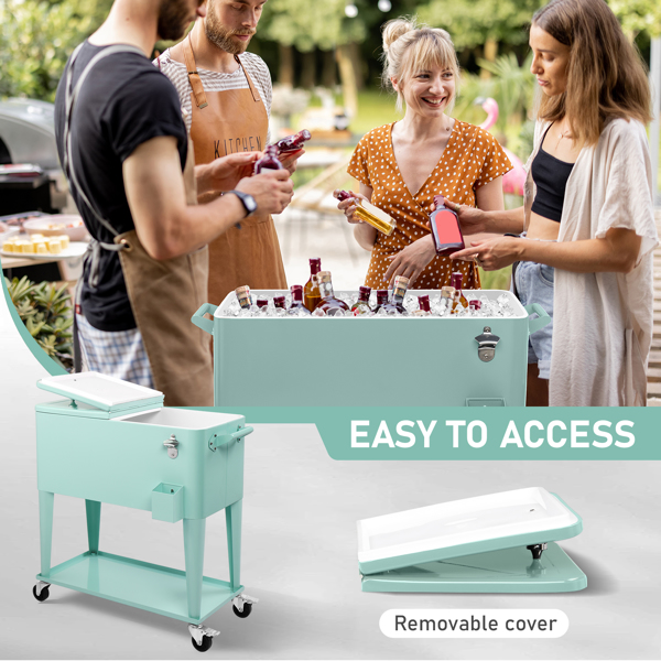 80qt 薄荷绿 冷冻保温推车 91*84.5*38.5cm 长方形 塑料箱体 冷冻保温 N001-6