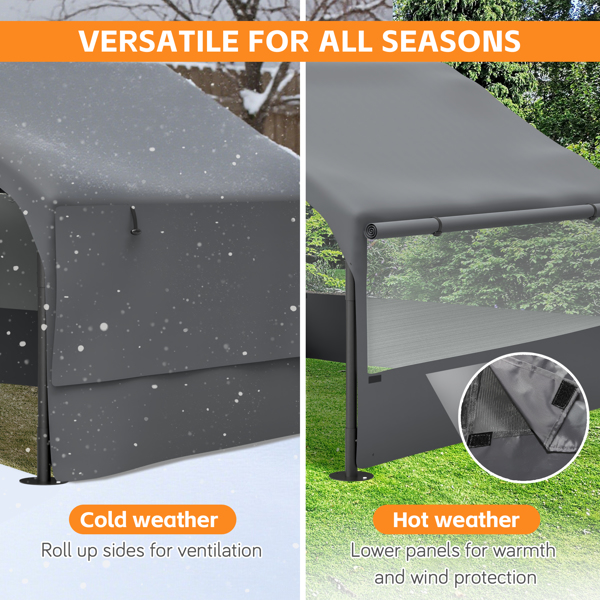 超大户外狗屋帐篷，带 3 面网窗，透气遮阳罩宠物庇护所，带顶篷和狗、猫、牲畜的地桩 – 4' x 4' x 3.3'，灰色不支持Self-Pick Up-11