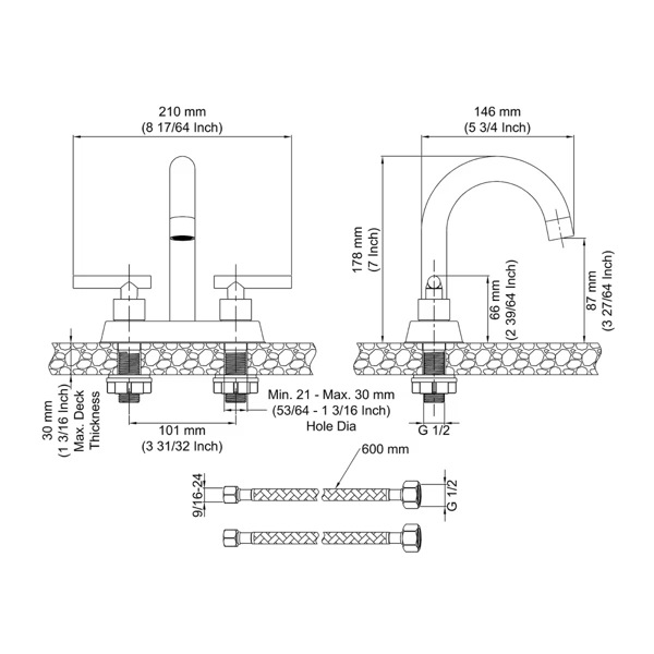 4英寸洗手盆水龙头浴室水龙头双把手浴室洗手盆水龙头无泄漏黄铜【周末不发货，TK/TEMU订单仅支持自提】-2