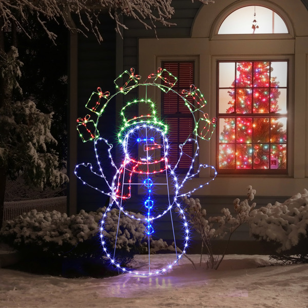 102*23*152cm  雪人扔礼盒  2D 多色灯 动态  圣诞灯饰雪人 4.5V 3.6W 美规-28