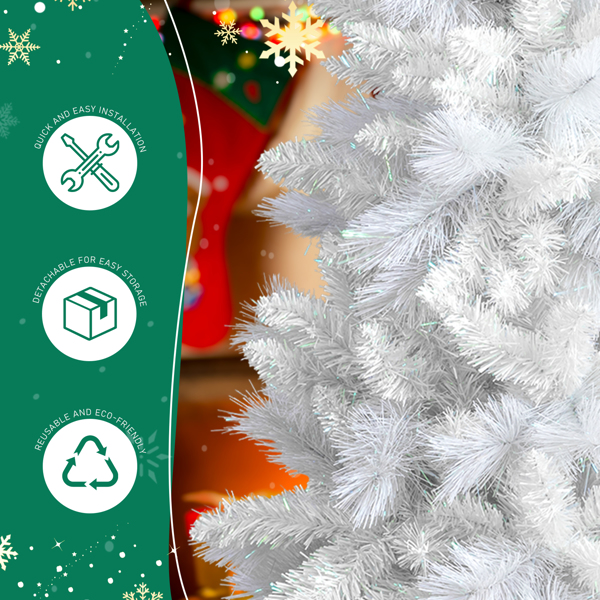 4ft  白色 200枝头 松针和PVC混合 带塑料花盆 圣诞树-7