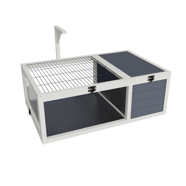 爬行动物栖息地龟屋，带灯架、3个亚克力观察窗、2个防水托盘、可锁定顶盖，易于清洁的木制饲养箱，适用于乌龟、蜥蜴、蛇和小宠物--不支持self-pick up-10