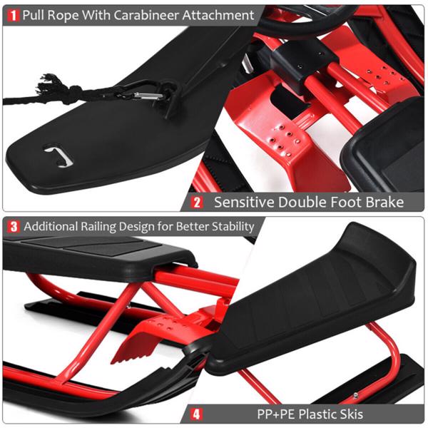 圣诞礼物雪地赛车-44“x20”x16“尺寸，13磅轻，亲子互动乐趣-红色-9