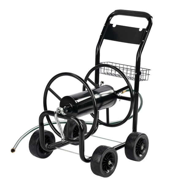 97*53*100cm 黑色 铁质 带绿色水管 铁轮辐 水管车-11