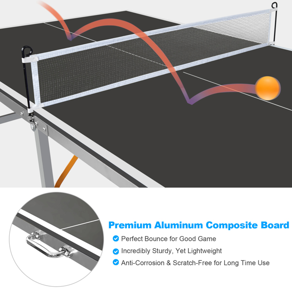 6英尺黑色中型乒乓球桌，可折叠便携，室内外皆宜，配有球网、2个乒乓球拍和3个乒乓球。--不支持self-pick up-3