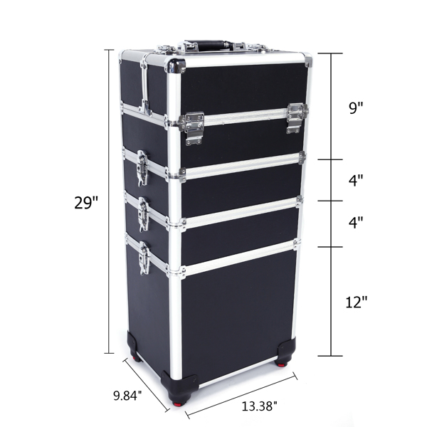 4合一拉杆式化妆品收纳盒黑色 75*35*25cm-25