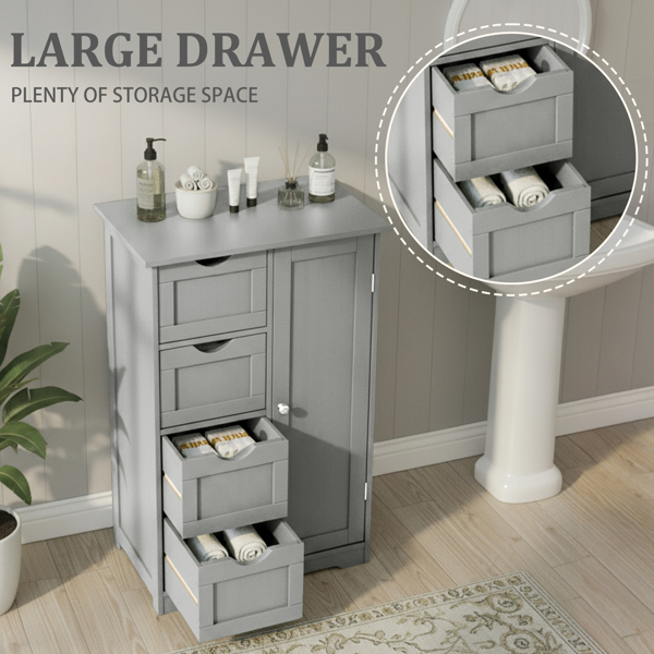 灰色 密度板三胺贴面 56*30*80cm 4抽 1门 浴室立柜-11