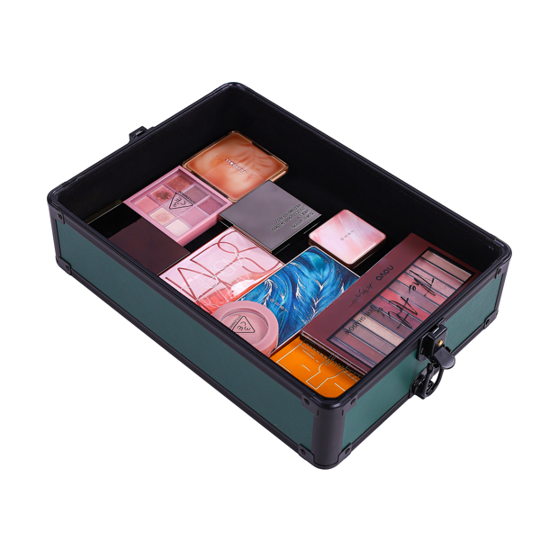 4pcs 拉杆式带万向轮 ABS 皮革纹 墨绿 化妆箱 33*23*78cm-16