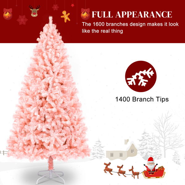 7ft 粉色 1400枝头 PVC材质 圣诞树-2