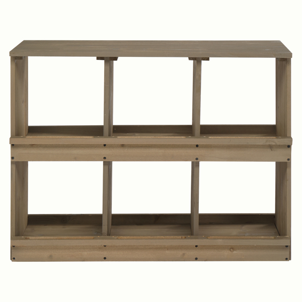 35.5*27*14.5inch 6隔间 灰 平顶双层 杉木 喂食用品-2