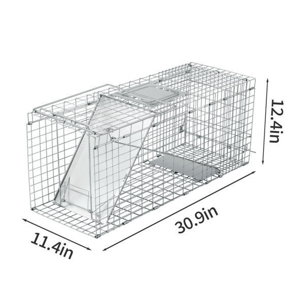 32inch 银色 折叠+前置挡板 铁 诱捕笼 宠物围栏-6