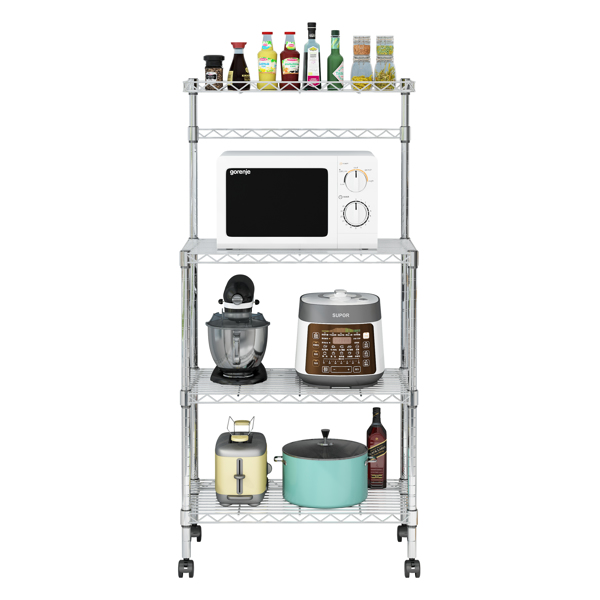  4层喷粉带轮子 微波炉架 不锈钢 60*35*120cm 银色 N001 落地式-18