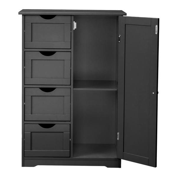 黑色 密度板三胺贴面 56*30*80cm 4抽 1门 浴室立柜-15