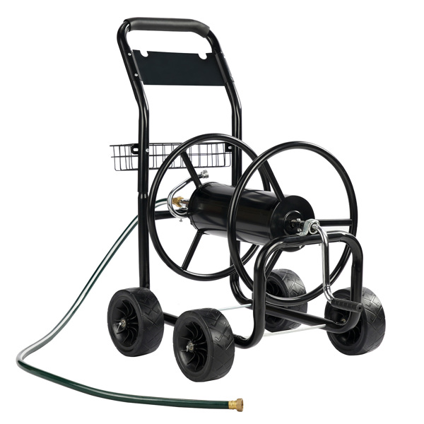 97*53*100cm 黑色 铁质 带绿色水管 铁轮辐 水管车-1