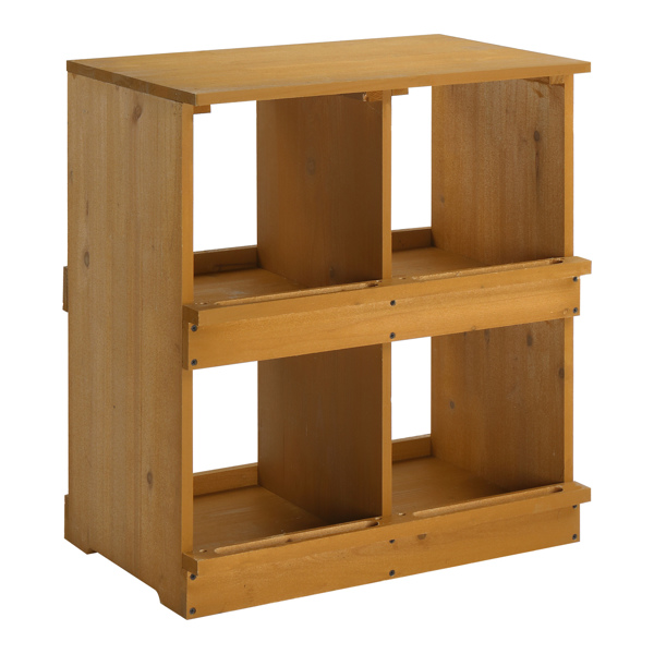 26*23.5*15.5inch 4隔间 普黄 平顶双层 杉木 喂食用品-12