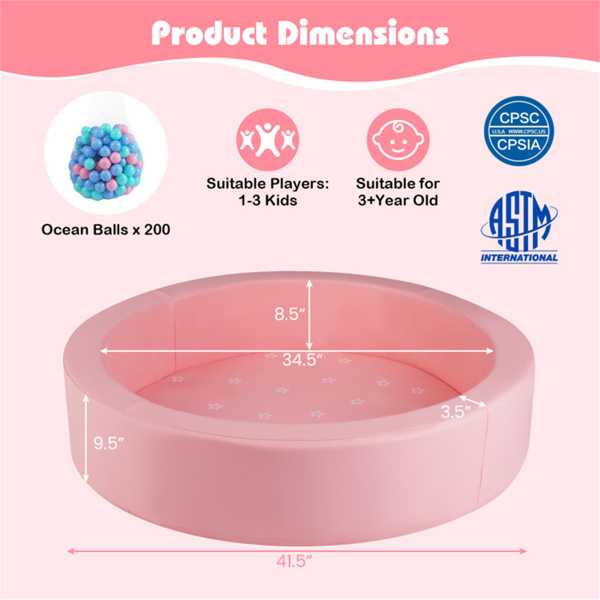 42英寸儿童圆形泡沫球坑，25D海绵填充，可清洗PU盖-4