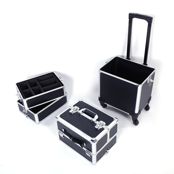 4合一拉杆式化妆品收纳盒黑色 75*35*25cm-26