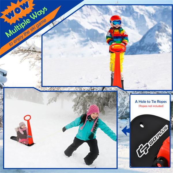 安全儿童雪地滑板车-凸起防滑点，定向底部，易于转向和平衡-红色-8