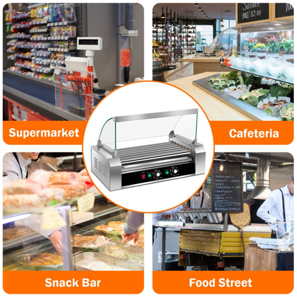 不锈钢热狗机-7排，钢化玻璃罩和17.7英寸x9.8英寸烤架表面-11