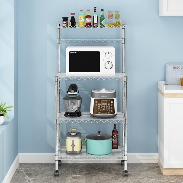  4层喷粉带轮子 微波炉架 不锈钢 60*35*120cm 银色 N001 落地式-15
