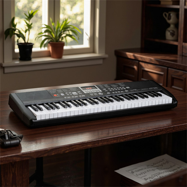 61键初学者钢琴键盘电动键盘套件，带可调节支架和凳子-2