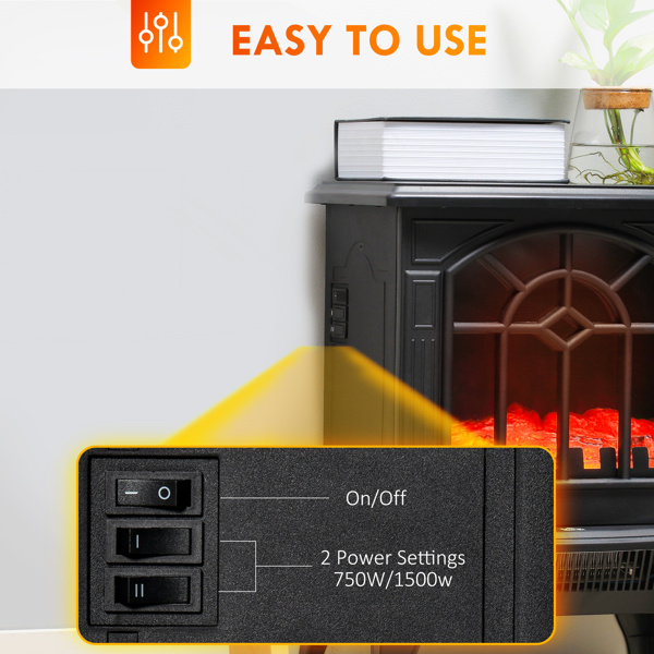电壁炉炉，18英寸独立式壁炉加热器，逼真火焰，过热保护，便携式，750瓦/1500瓦，黑色-10