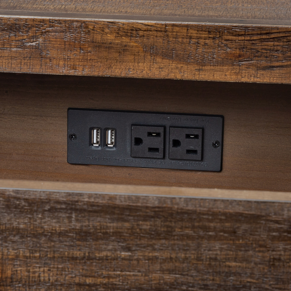 复古棕 密度板 贴实木皮 61*43*60cm 3抽 床头柜 带2个USB 2个电源接口-10