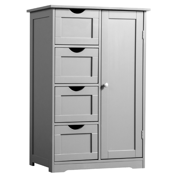 灰色 密度板三胺贴面 56*30*80cm 4抽 1门 浴室立柜-14