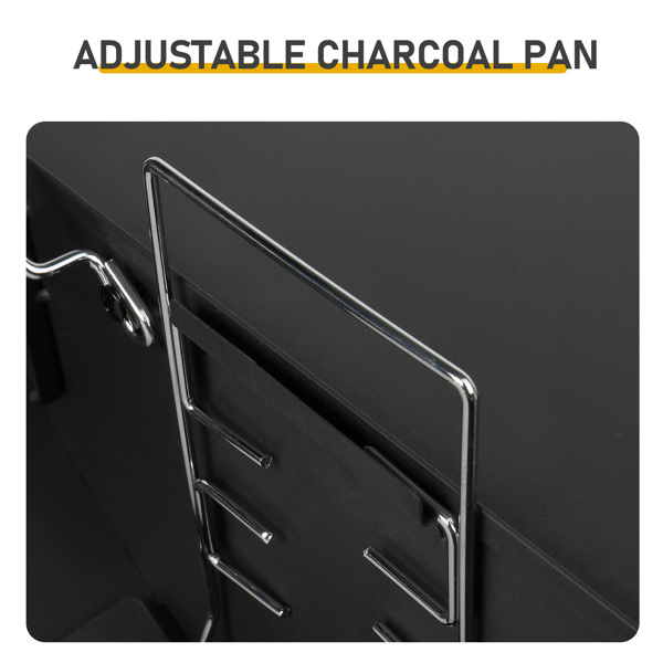 131*51*112CM 黑色 台板子母炉内置升降碳网 双轮可移动 碳烤炉-12