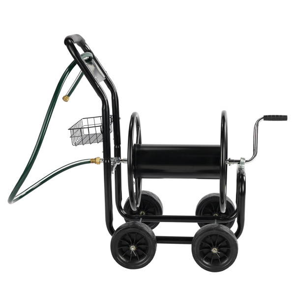 97*53*100cm 黑色 铁质 带绿色水管 铁轮辐 水管车-2