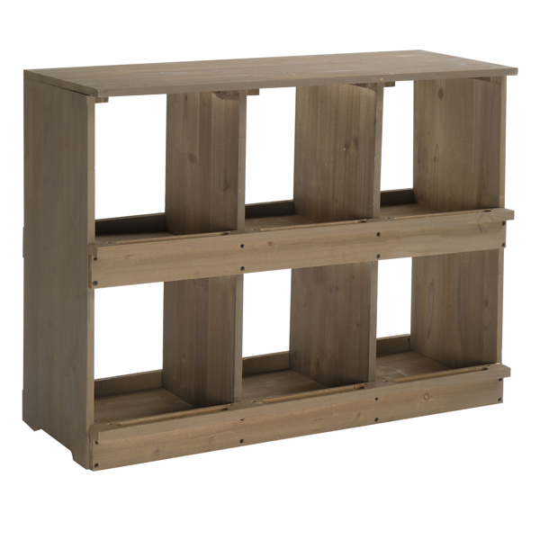 35.5*27*14.5inch 6隔间 灰 平顶双层 杉木 喂食用品-11