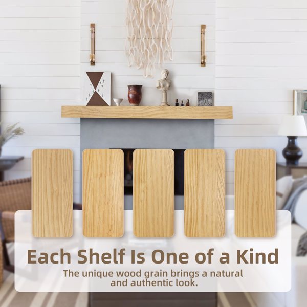 壁炉架，60英寸木质悬浮式壁炉架，壁挂式手工木支架，壁炉上方壁炉架，配有升级树脂端盖，60英寸宽 x 8英寸深 x 3英寸高，仿旧橡木-4