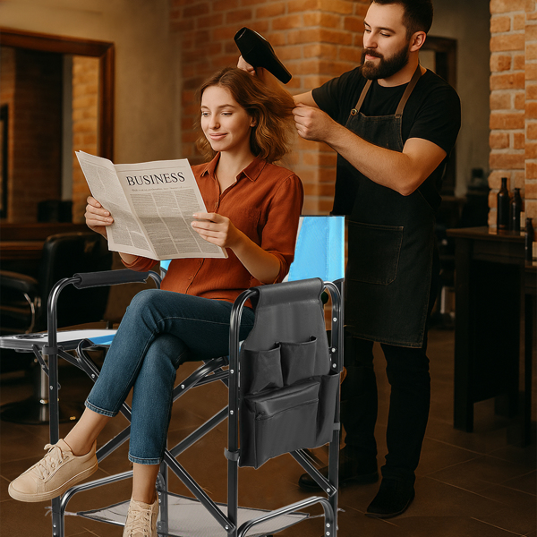 31in 黑铁管 天空蓝/黑色布面 喷塑铁扁管 铁导演椅 120kg 无便携袋-6