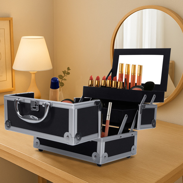 手提化妆包珠宝收纳盒带镜子-2