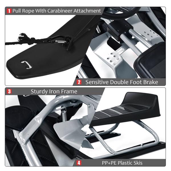 圣诞礼物雪地赛车-44“x20”x16“尺寸，13磅轻，亲子互动乐趣-黑色-9