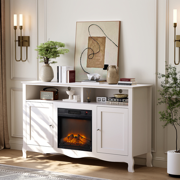 58寸白色法式弯腿壁炉柜 147.3*40.00*86.4cm 18寸壁炉芯-14