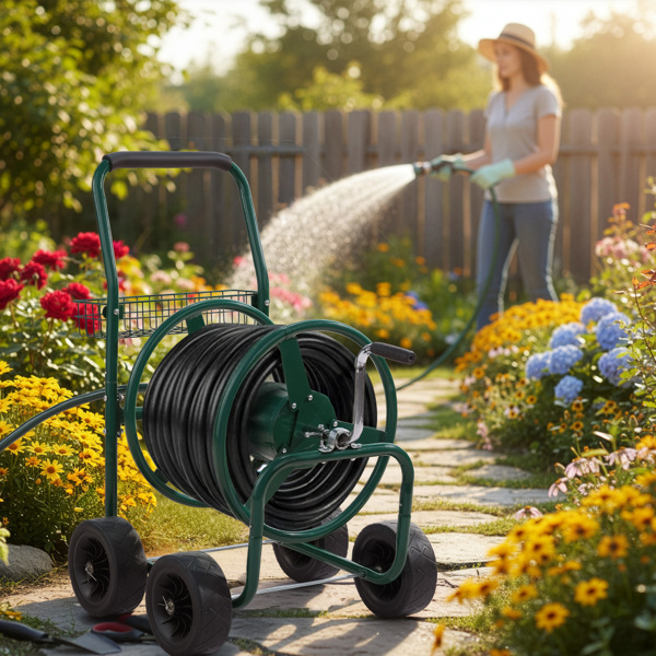 83*58*92CM  250FT  绿色 实心轮 全拆装 水管车 花园-8